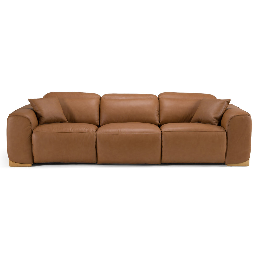 Hagerty  Modern Brown Leather Sofa with 2 Power Recliners