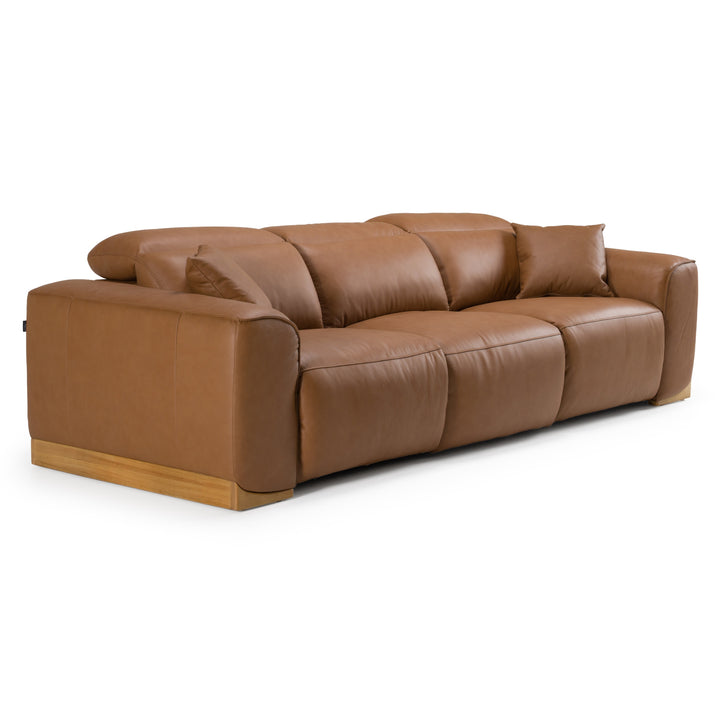 Hagerty - Modern Brown Leather Sofa with 2 Power Recliners