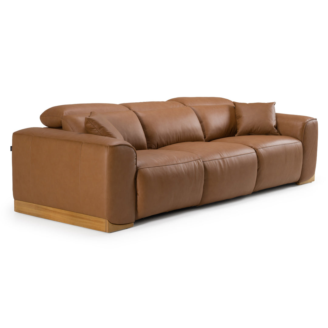Hagerty  Modern Brown Leather Sofa with 2 Power Recliners