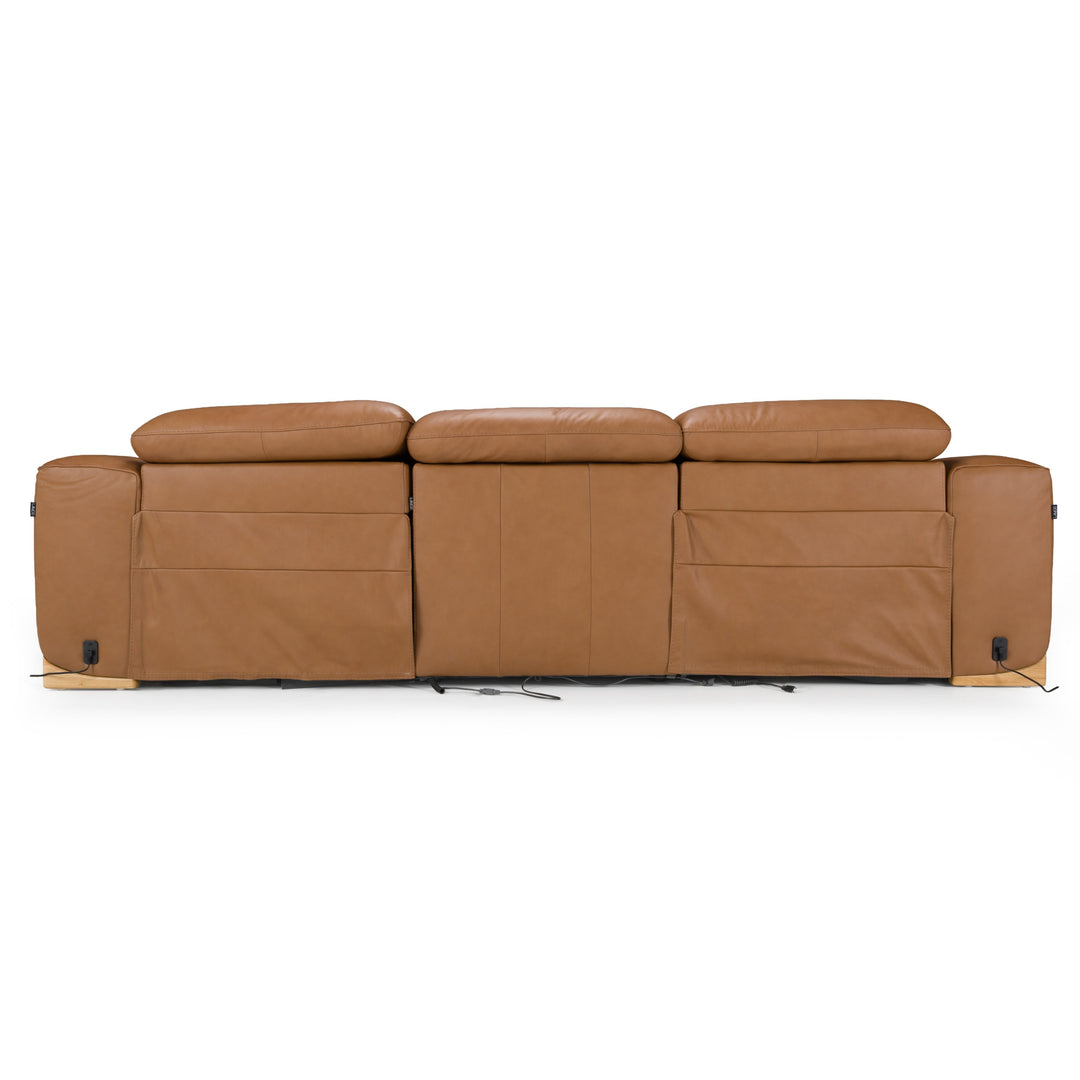 Hagerty - Modern Brown Leather Sofa with 2 Power Recliners