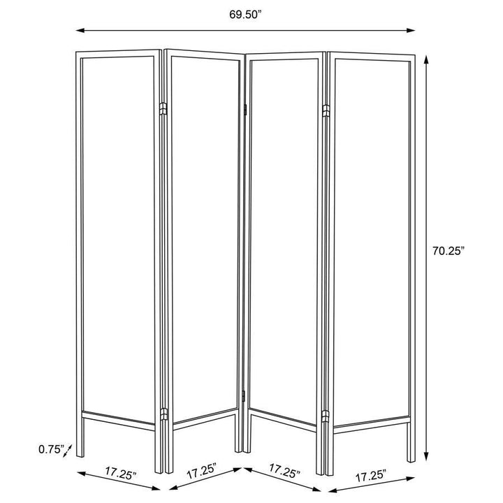 Haidera - 4 - Panel Room Divider Folding Screen - Black Damask Room Divider modern furniture Contempo Furniture