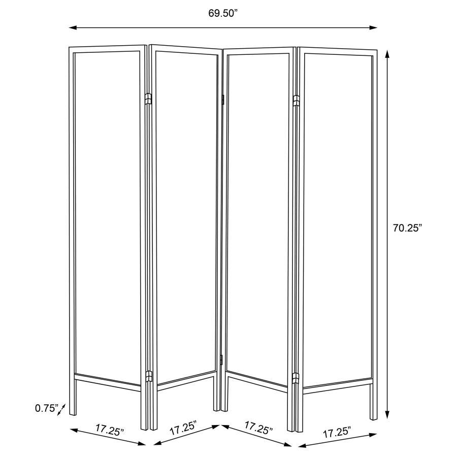 Haidera - 4 - Panel Room Divider Folding Screen - Black Damask Room Divider modern furniture Contempo Furniture