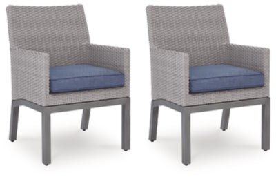 Half Moon Beach Outdoor Arm Chair with Cushion (Set of 2) - Blue | Ashley Furniture