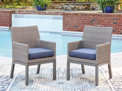 Half Moon Beach Outdoor Arm Chair with Cushion (Set of 2) - Blue Chair Set modern furniture Contempo Furniture
