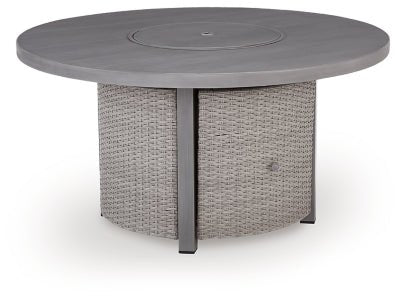 Half Moon Beach Outdoor Fire Pit Table - Gray | Ashley Furniture