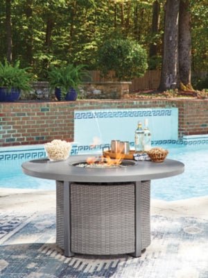 Half Moon Beach Outdoor Fire Pit Table - Gray Fire Pits modern furniture Contempo Furniture