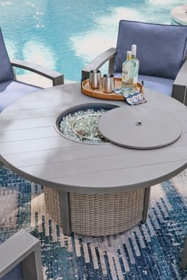 Half Moon Beach Outdoor Fire Pit Table - Gray Fire Pits modern furniture Contempo Furniture