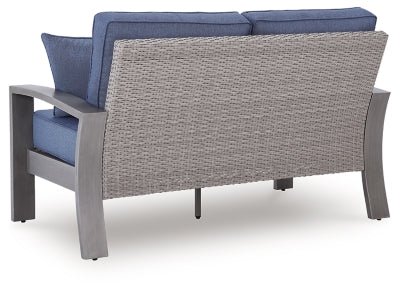 Half Moon Beach Outdoor Loveseat with Cushion - Blue Loveseat modern furniture Contempo Furniture