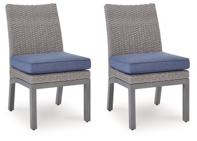Half Moon Beach Outdoor Side Chair with Cushion (Set of 2) - Blue | Ashley Furniture