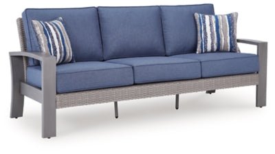 Half Moon Beach Outdoor Sofa with Cushion - Blue | Ashley Furniture