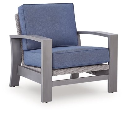 Half Moon Beach Outdoor Spring Lounge Chair - Blue | Ashley Furniture