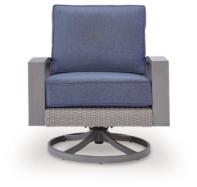 Half Moon Beach Outdoor Swivel Lounge Chair with Cushion - Blue Swivel Chair modern furniture Contempo Furniture