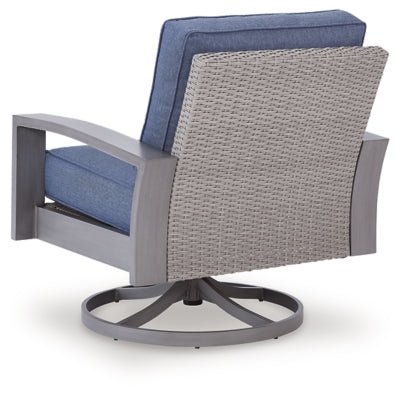 Half Moon Beach Outdoor Swivel Lounge Chair with Cushion - Blue Swivel Chair modern furniture Contempo Furniture