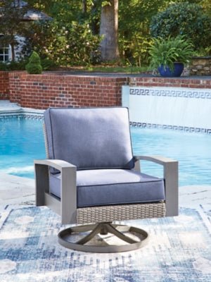 Half Moon Beach Outdoor Swivel Lounge Chair with Cushion - Blue Swivel Chair modern furniture Contempo Furniture
