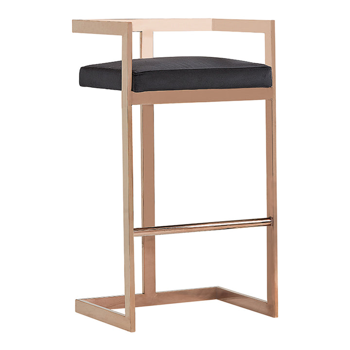 Halifax Modern Black Velvet &amp; Rosegold Bar Stool