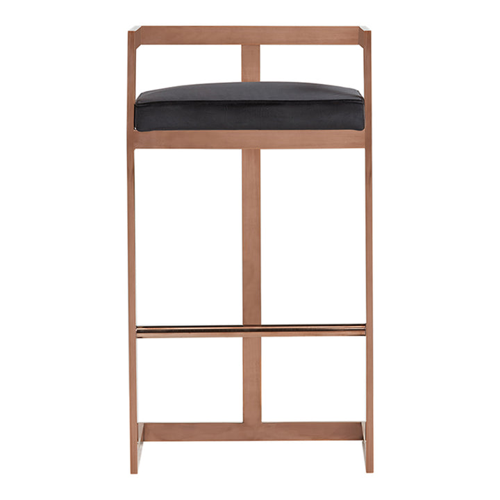 Halifax Modern Black Velvet &amp; Rosegold Bar Stool