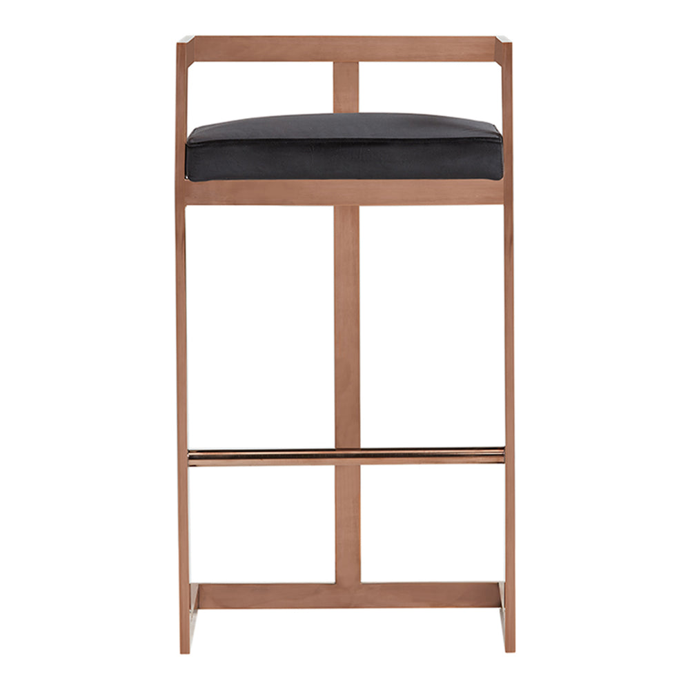 Halifax Modern Black Velvet & Rosegold Bar Stool