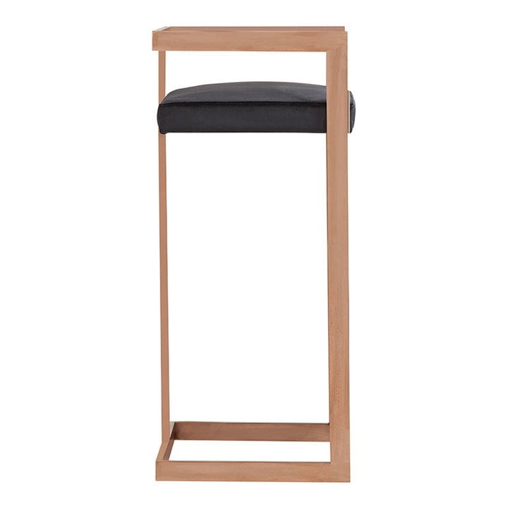 Halifax Modern Black Velvet &amp; Rosegold Bar Stool