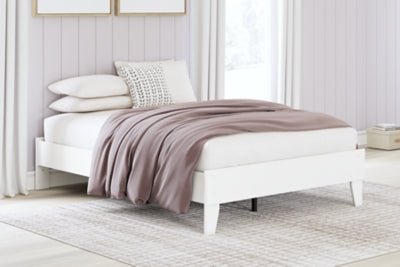 Hallityn Full Platform Bed - White Platform Bed modern furniture Contempo Furniture