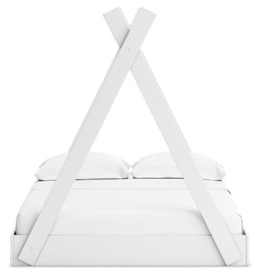 Hallityn Full Tent Bed - White Platform Bed modern furniture Contempo Furniture