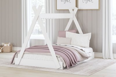 Hallityn Full Tent Bed - White Platform Bed modern furniture Contempo Furniture