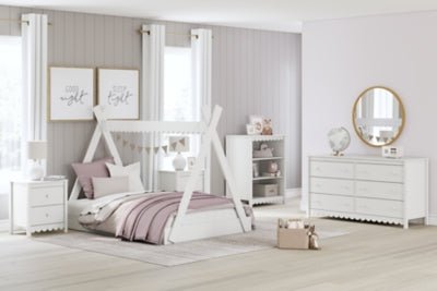 Hallityn Full Tent Bed - White Platform Bed modern furniture Contempo Furniture