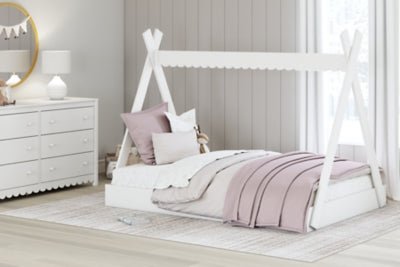 Hallityn Full Tent Bed - White Platform Bed modern furniture Contempo Furniture