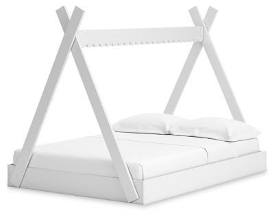 Hallityn Full Tent Bed - White Platform Bed modern furniture Contempo Furniture