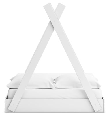 Hallityn Full Tent Bed - White Platform Bed modern furniture Contempo Furniture