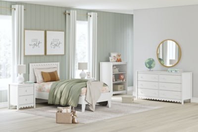 Hallityn Twin Panel Platform Bed - White Panel Bed modern furniture Contempo Furniture