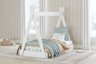 Hallityn Twin Tent Bed - White Platform Bed modern furniture Contempo Furniture