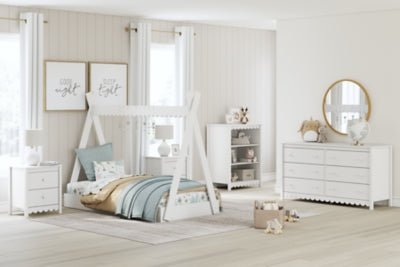 Hallityn Twin Tent Bed - White Platform Bed modern furniture Contempo Furniture