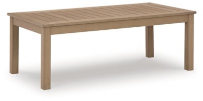 Hallow Creek Outdoor Coffee Table - Light Brown | Ashley Furniture