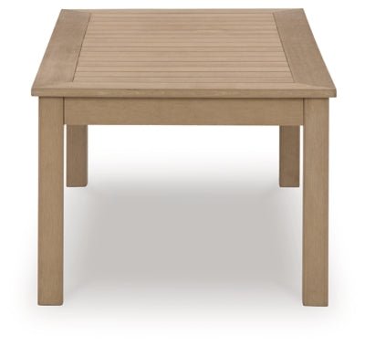 Hallow Creek Outdoor Coffee Table - Light Brown Coffee Table modern furniture Contempo Furniture