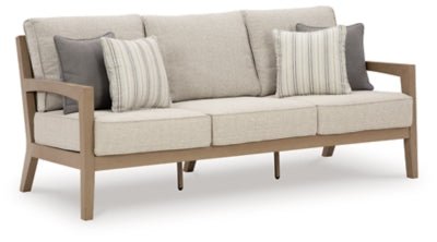Hallow Creek Outdoor Sofa with Cushion - Light Brown | Ashley Furniture