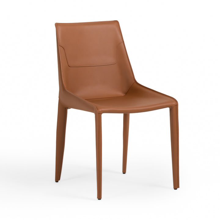 Halo - Modern Cognac Saddle Leather Dining Chair (Set of 2)