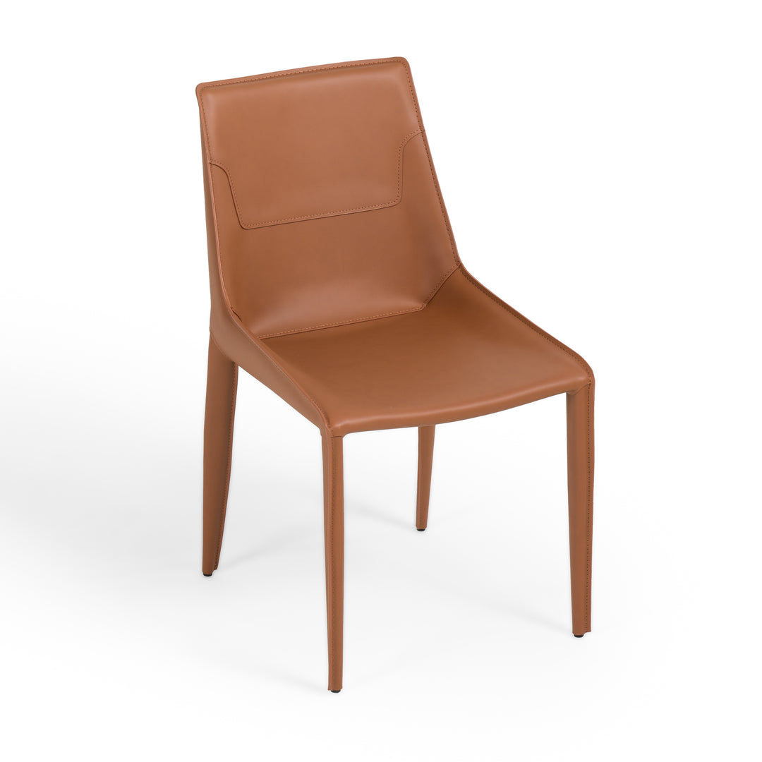 Halo - Modern Cognac Saddle Leather Dining Chair (Set of 2)