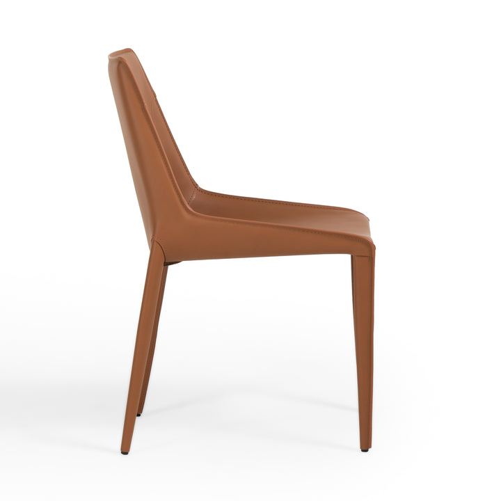 Halo - Modern Cognac Saddle Leather Dining Chair 