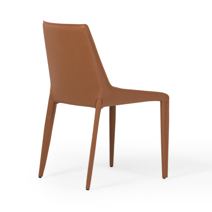 Halo - Modern Cognac Saddle Leather Dining Chair 