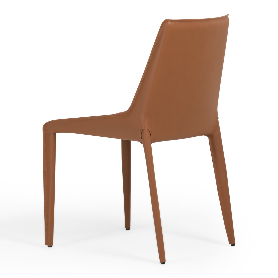 Halo - Modern Cognac Saddle Leather Dining Chair (Set of 2)