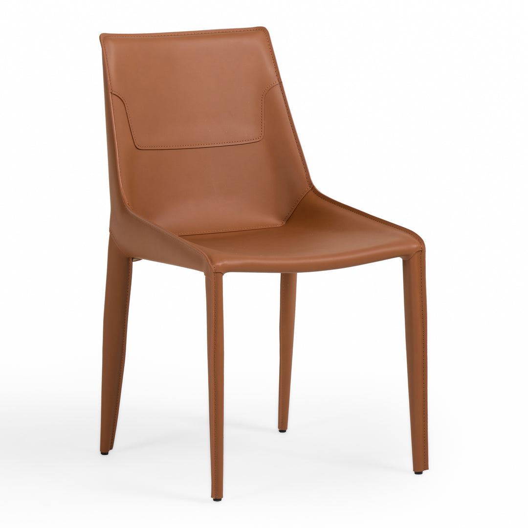 Halo - Modern Cognac Saddle Leather Dining Chair (Set of 2)