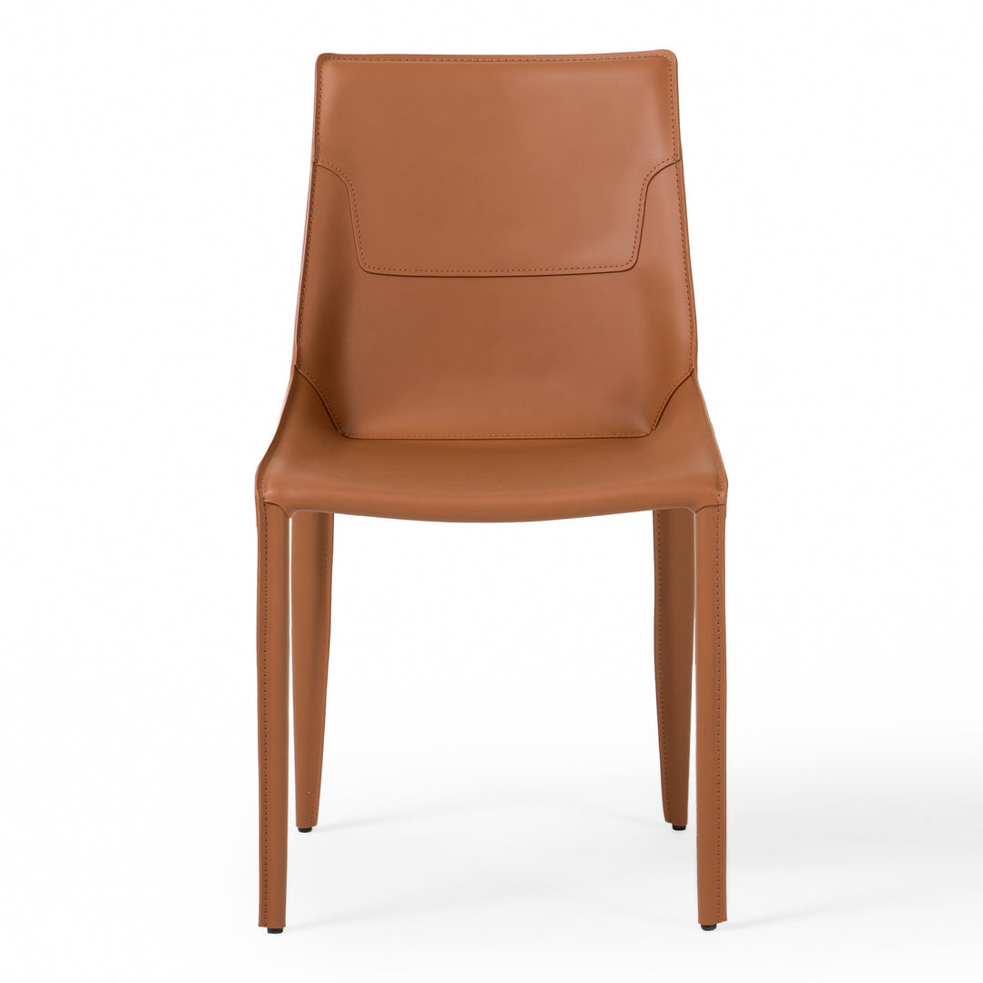 Halo - Modern Cognac Saddle Leather Dining Chair (Set of 2)