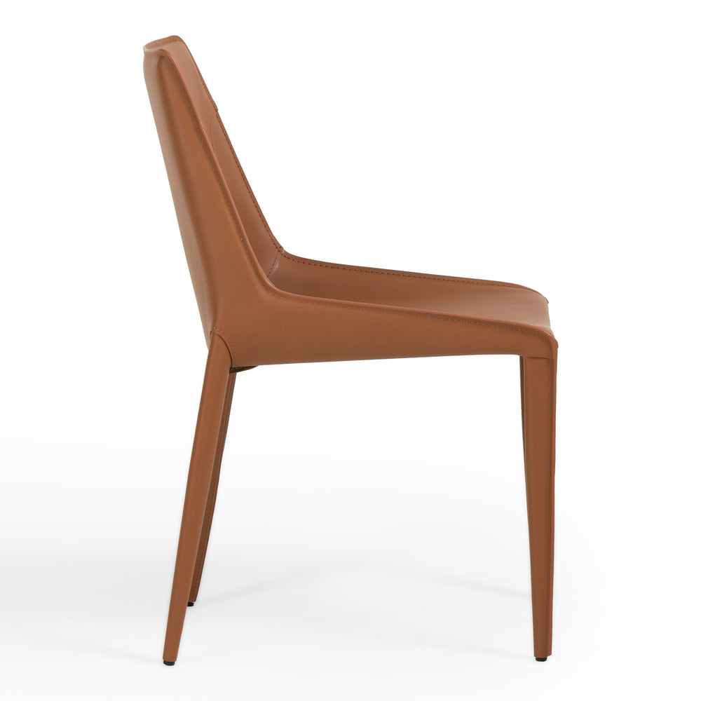 Halo - Modern Cognac Saddle Leather Dining Chair (Set of 2) - View 10