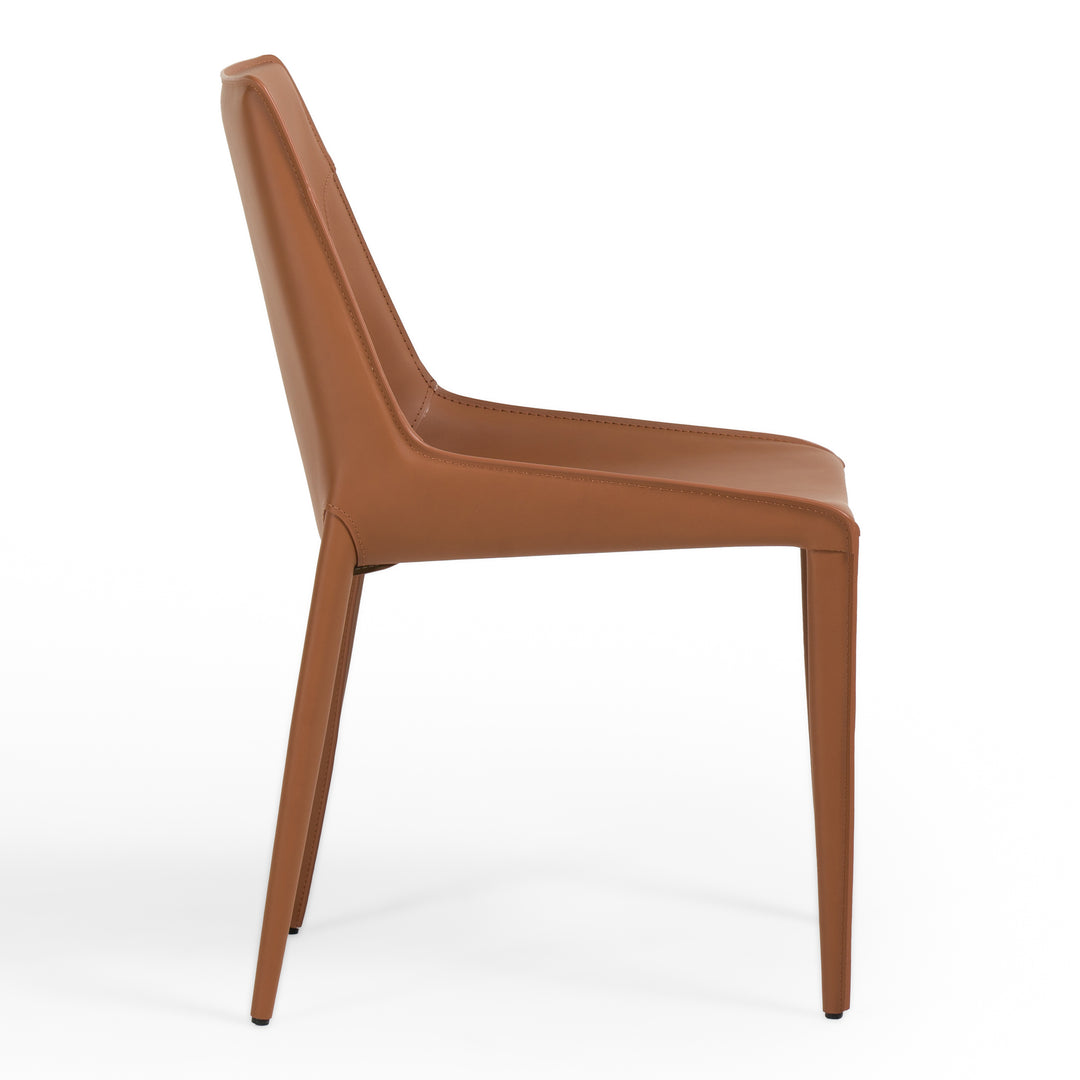 Halo - Modern Cognac Saddle Leather Dining Chair (Set of 2)