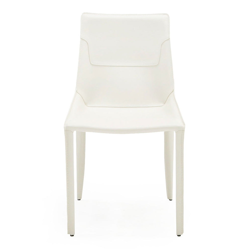 Halo - Modern Ivory Saddle Leather Dining Chair (Set of 2)