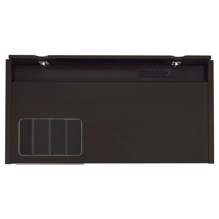 Halston - 2 - Drawer Office Desk With Cabinet - Cappuccino Computer Desk modern furniture Contempo Furniture