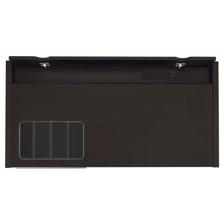 Halston - 2 - Drawer Office Desk With Cabinet - Cappuccino Computer Desk modern furniture Contempo Furniture