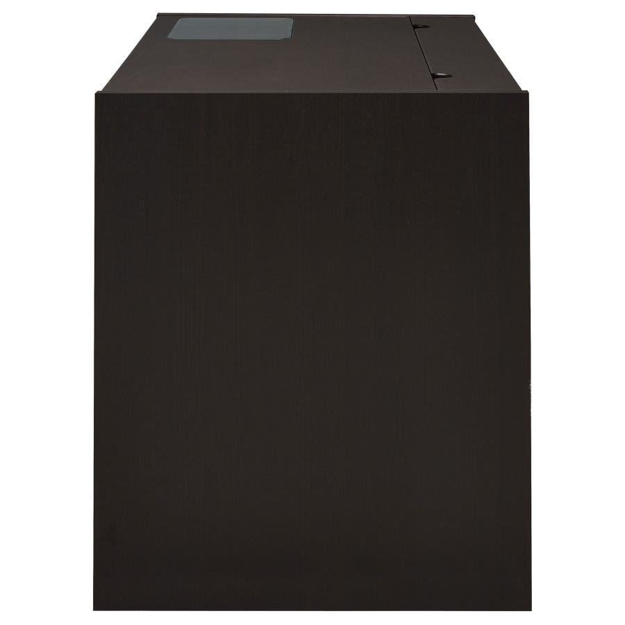 Halston - 2 - Drawer Office Desk With Cabinet - Cappuccino Computer Desk modern furniture Contempo Furniture