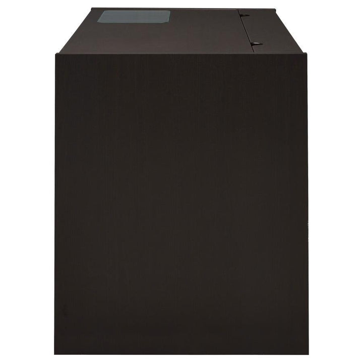 Halston - 2 - Drawer Office Desk With Cabinet - Cappuccino Computer Desk modern furniture Contempo Furniture