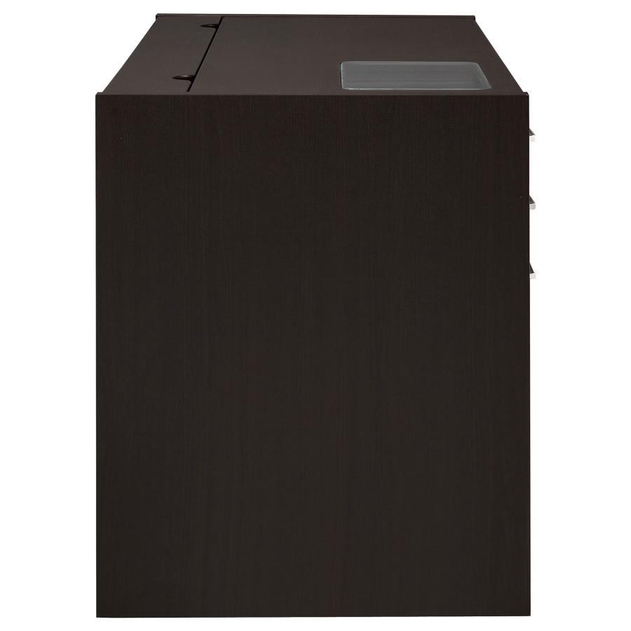 Halston - 2 - Drawer Office Desk With Cabinet - Cappuccino Computer Desk modern furniture Contempo Furniture